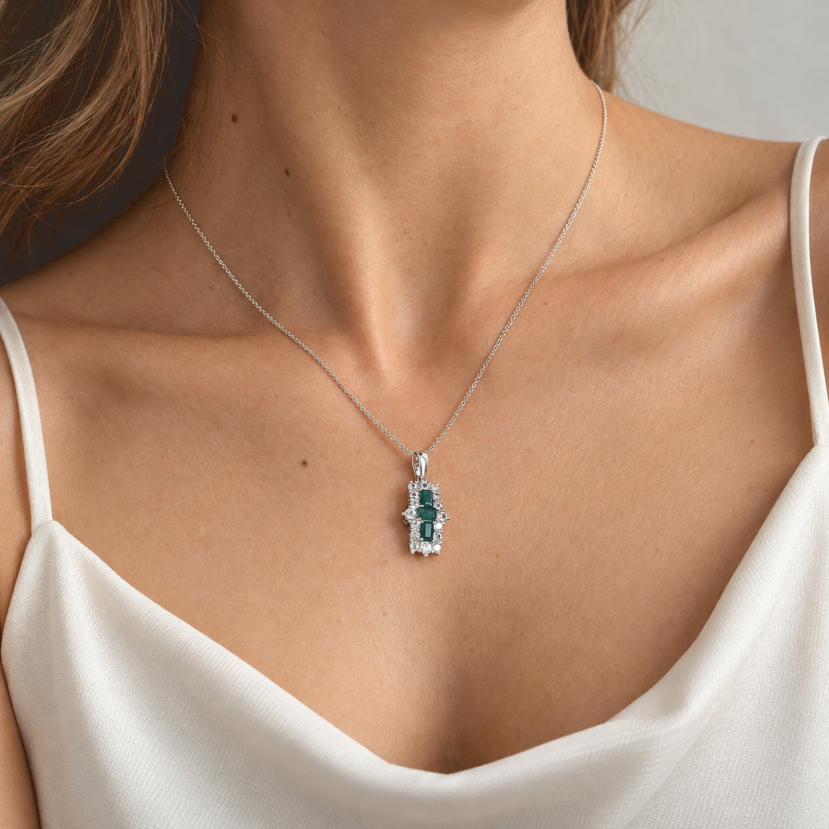 D'Joy - AAA Grandidierite &amp; White Zircon Pendant with Chain (Size 20) in Rhodium Overlay Sterling Silver 2.85 Ct. 4562228 1
