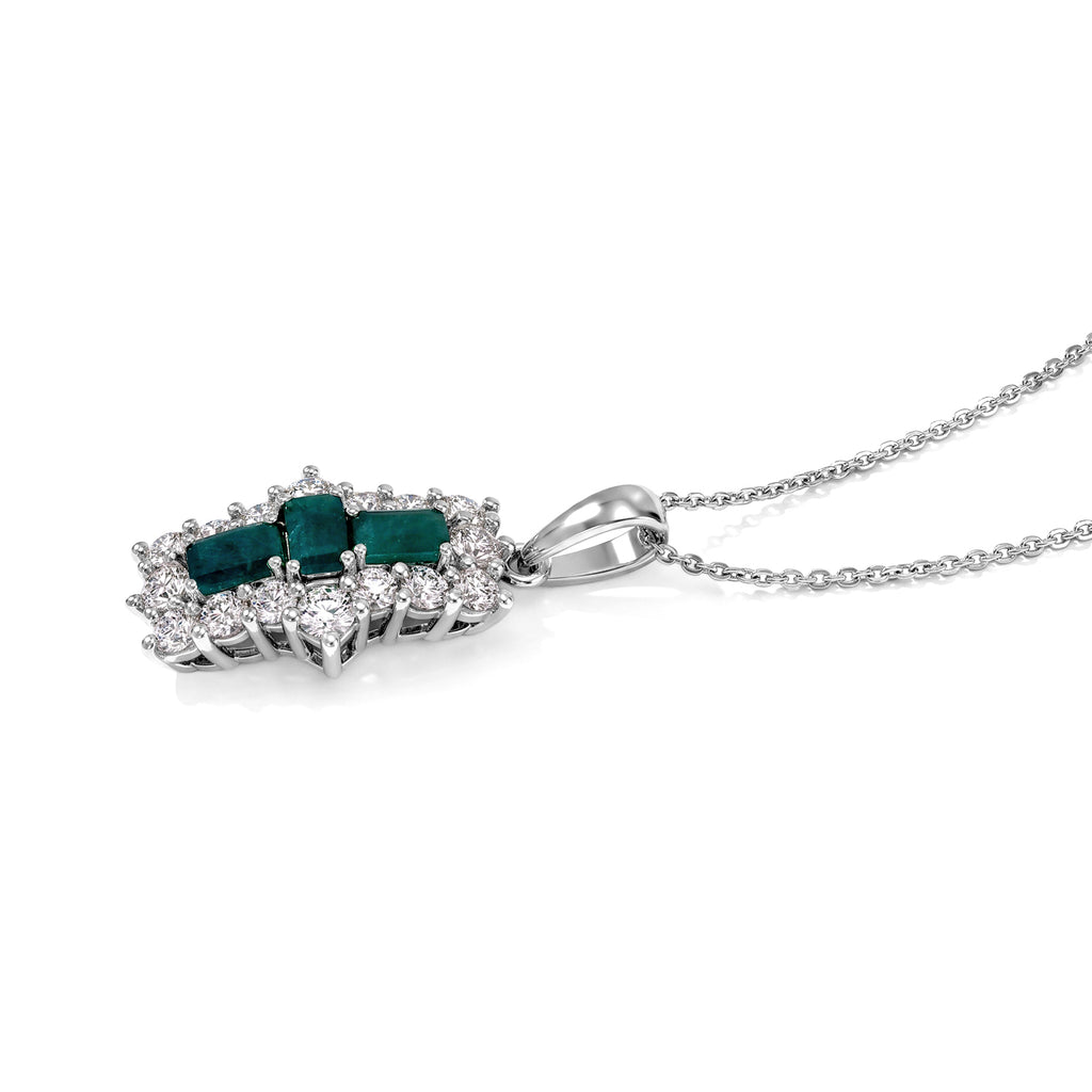 D'Joy - AAA Grandidierite & White Zircon Pendant with Chain (Size 20) in Rhodium Overlay Sterling Silver 2.85 Ct._4562228_3