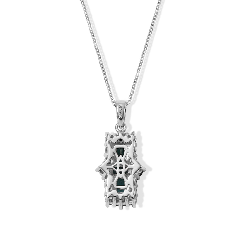 D'Joy - AAA Grandidierite & White Zircon Pendant with Chain (Size 20) in Rhodium Overlay Sterling Silver 2.85 Ct._4562228_4