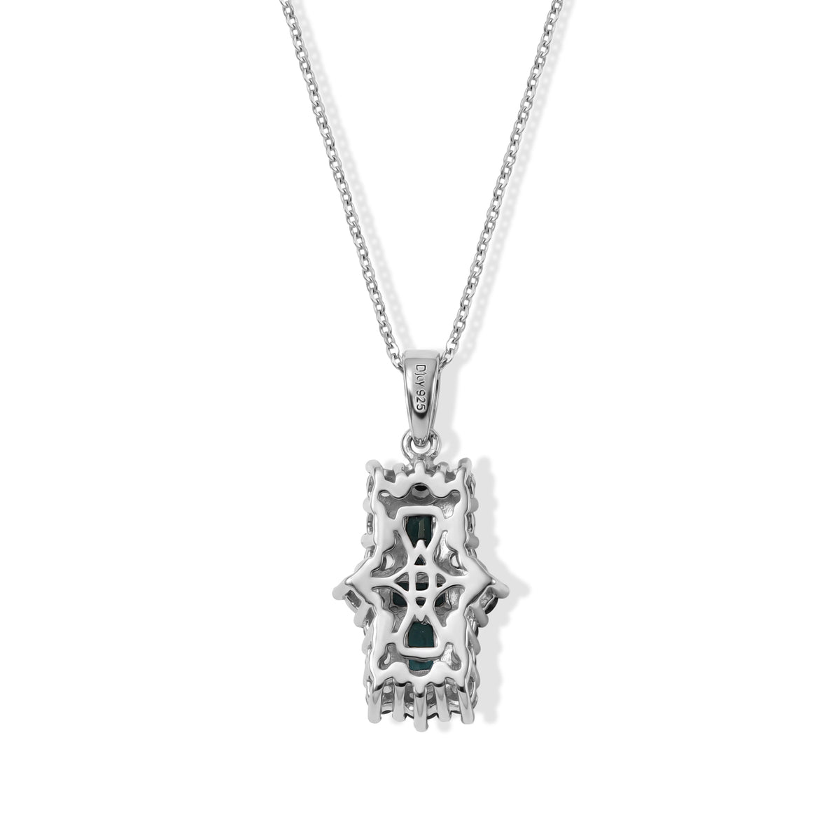 D'Joy - AAA Grandidierite &amp; White Zircon Pendant with Chain (Size 20) in Rhodium Overlay Sterling Silver 2.85 Ct. 4562228 3