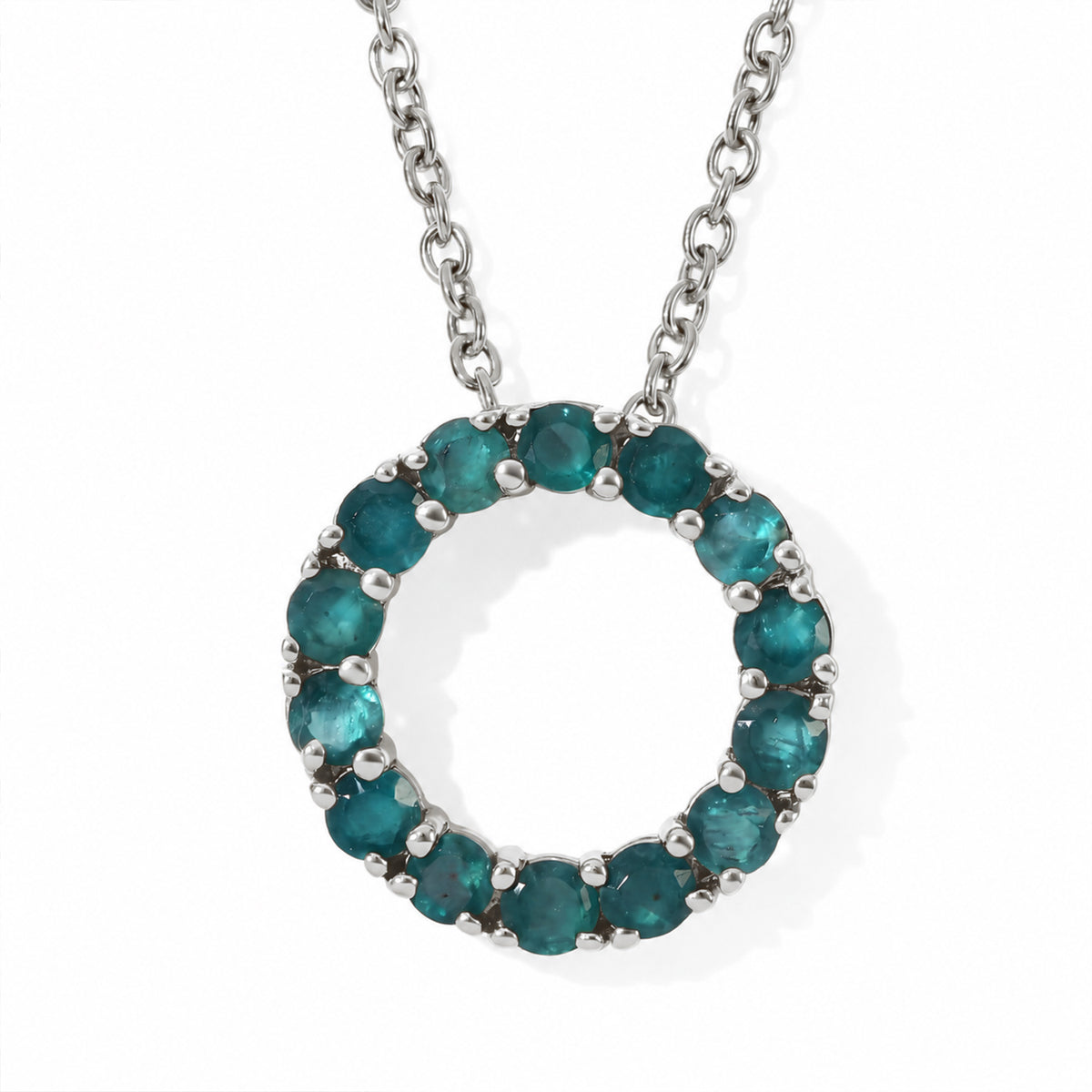 D'Joy - AAA Grandidierite Circular Pendant in Platinum Overlay Sterling Silver with Chain (Size 20) 1.20 Ct. 4562230 0