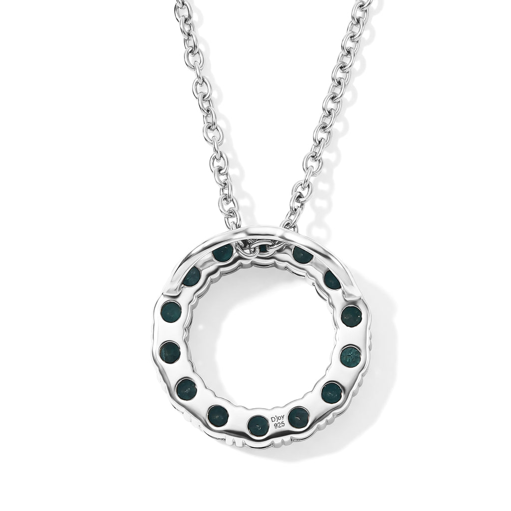 D'Joy - AAA Grandidierite Circular Pendant in Platinum Overlay Sterling Silver with Chain (Size 20) 1.20 Ct._4562230_4