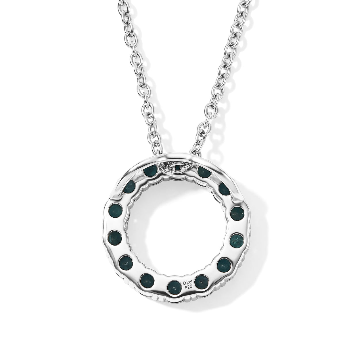 D'Joy - AAA Grandidierite Circular Pendant in Platinum Overlay Sterling Silver with Chain (Size 20) 1.20 Ct. 4562230 4