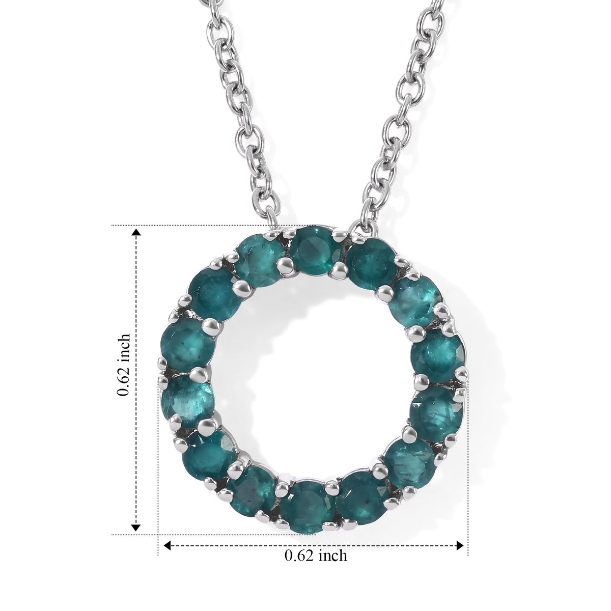 D'Joy - AAA Grandidierite Circular Pendant in Platinum Overlay Sterling Silver with Chain (Size 20) 1.20 Ct. 4562230 5