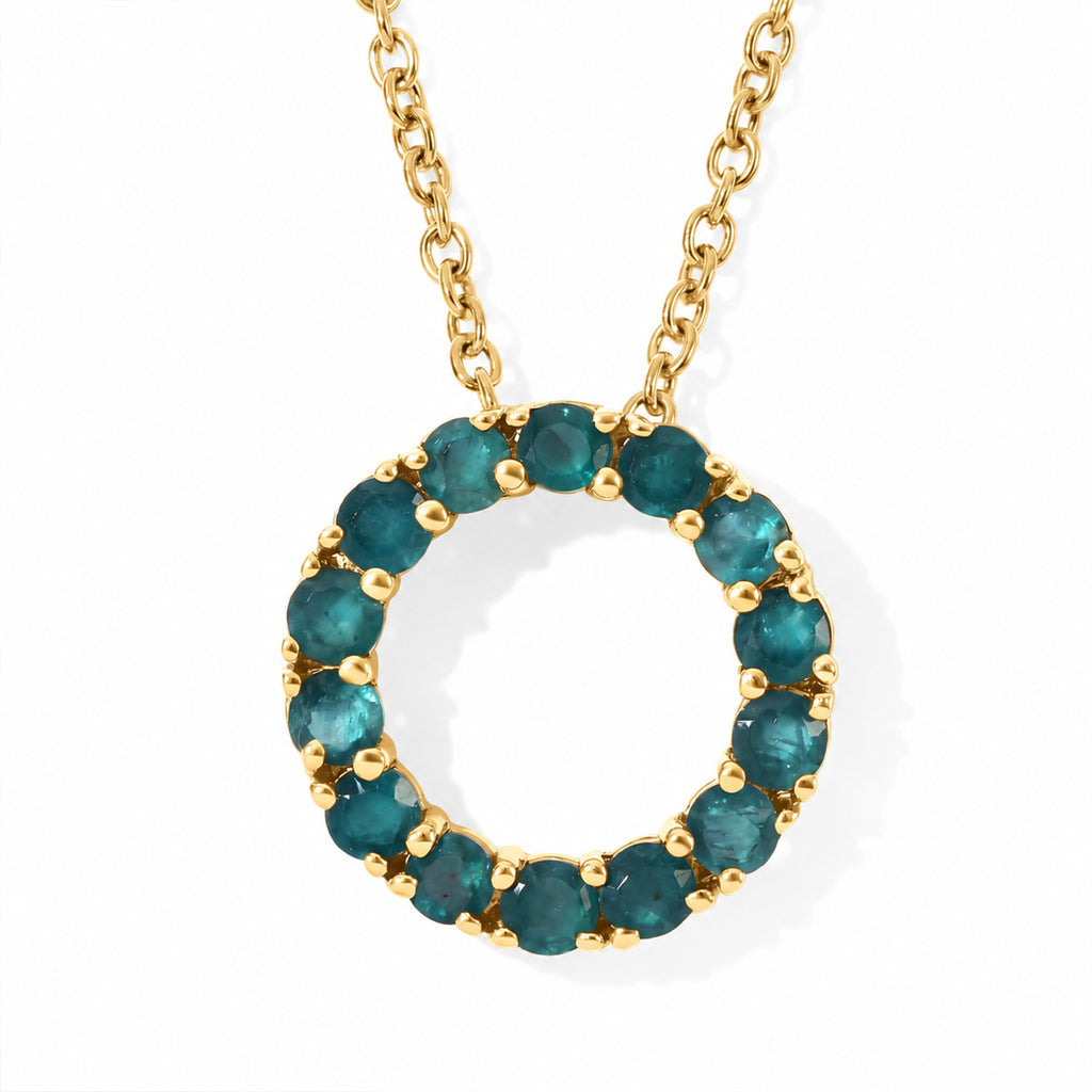 D'Joy - AAA Grandidierite Circular Pendant in Yellow Gold Plated Silver with Chain (Size 20) 1.20 Ct._4562231