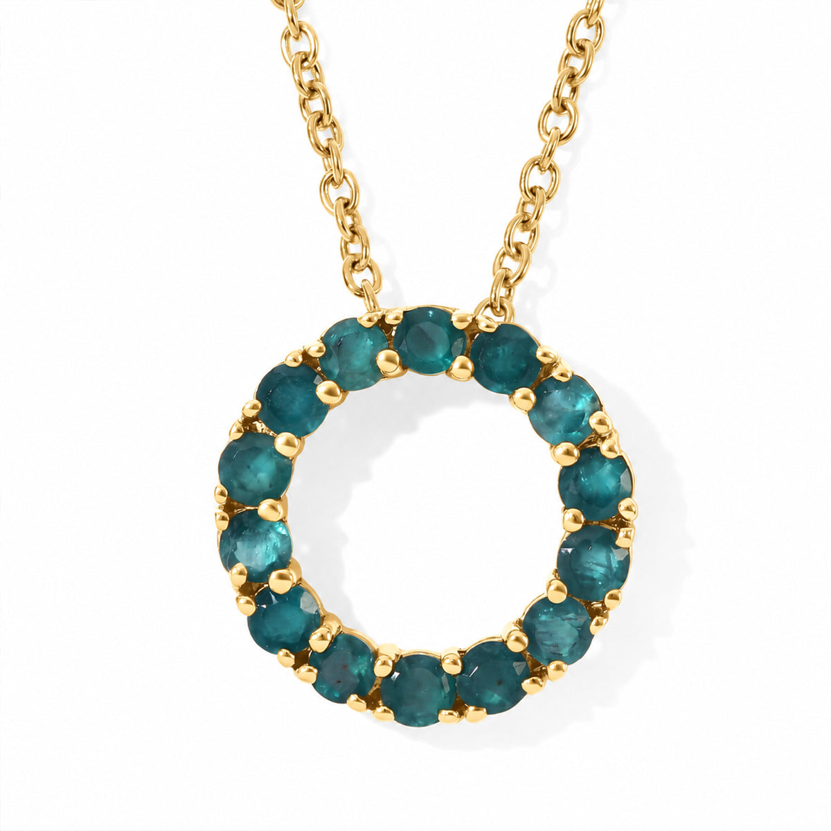 D'Joy - AAA Grandidierite Circular Pendant in Yellow Gold Plated Silver with Chain (Size 20) 1.20 Ct. 4562231 0