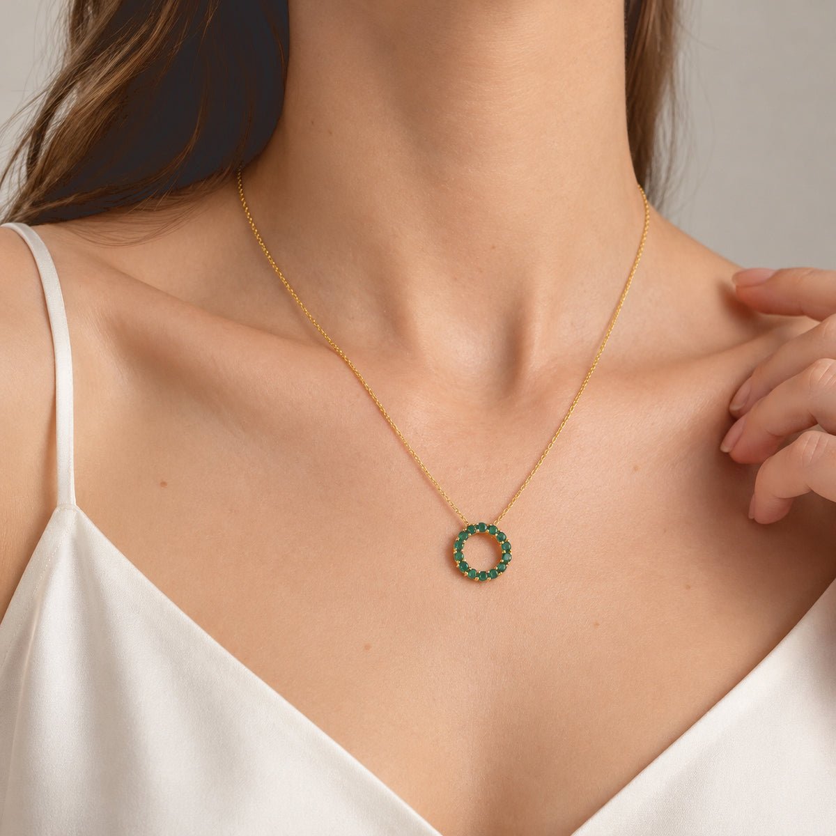 D'Joy - AAA Grandidierite Circular Pendant in Yellow Gold Plated Silver with Chain (Size 20) 1.20 Ct. 4562231 1