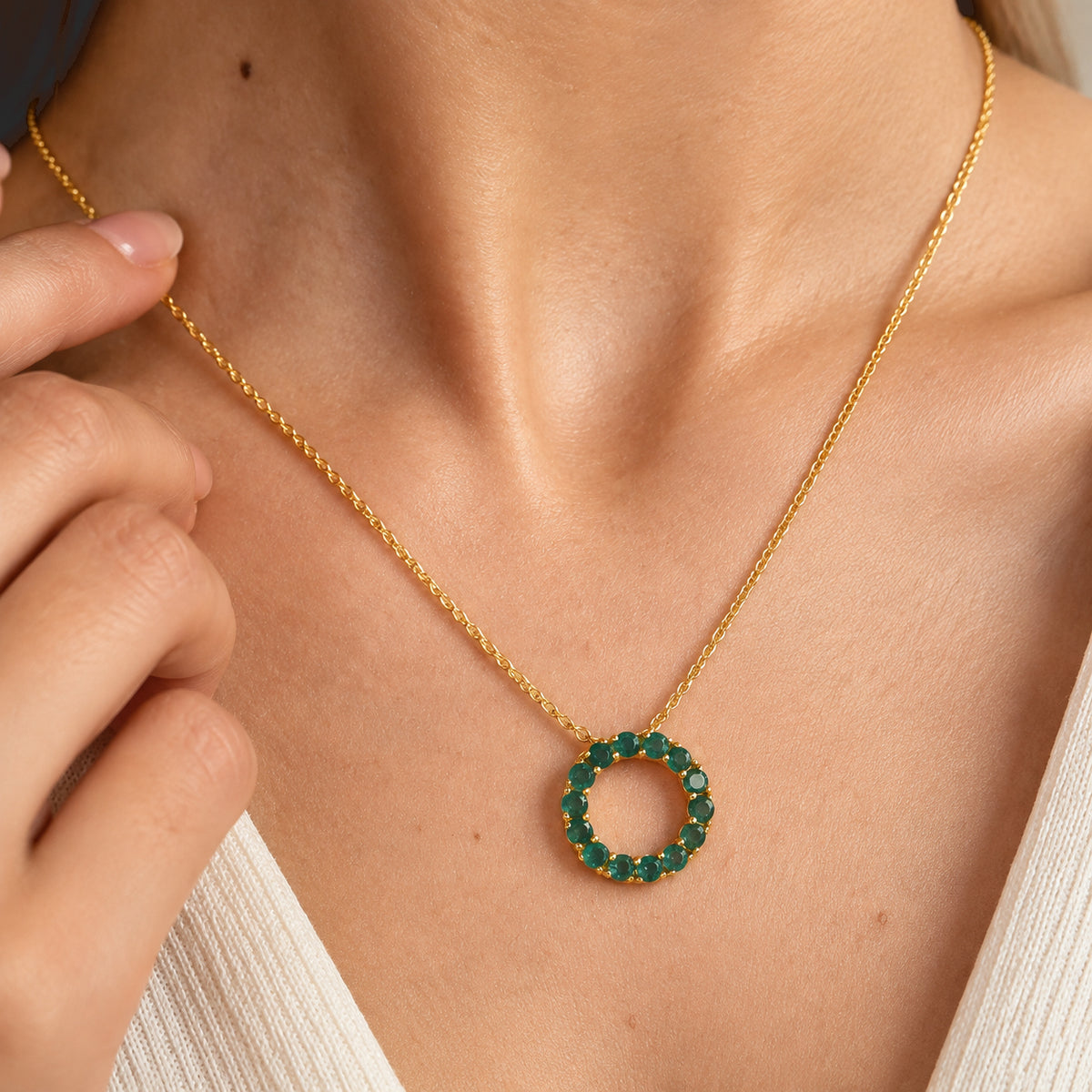 D'Joy - AAA Grandidierite Circular Pendant in Yellow Gold Plated Silver with Chain (Size 20) 1.20 Ct. 4562231 2