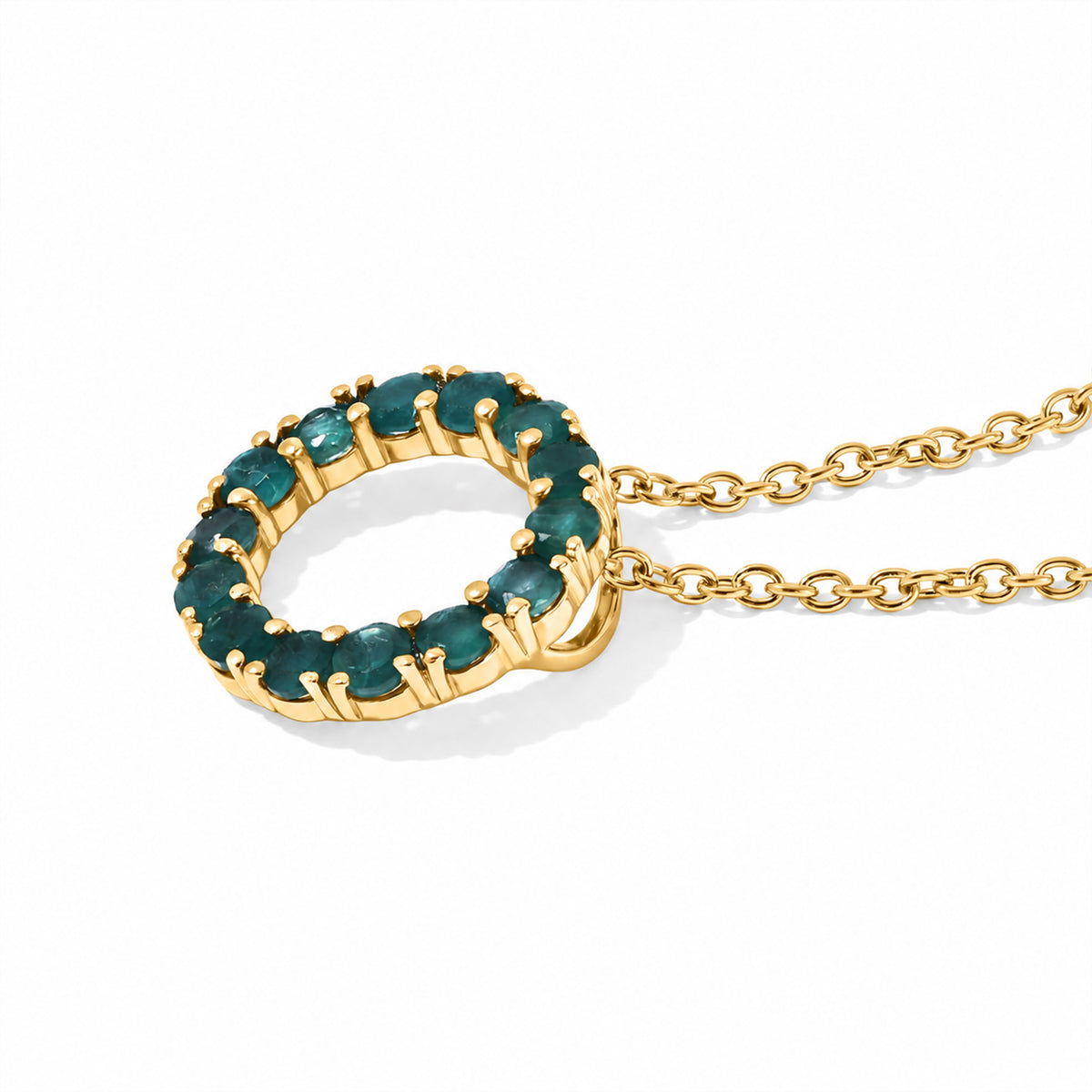 D'Joy - AAA Grandidierite Circular Pendant in Yellow Gold Plated Silver with Chain (Size 20) 1.20 Ct. 4562231 3