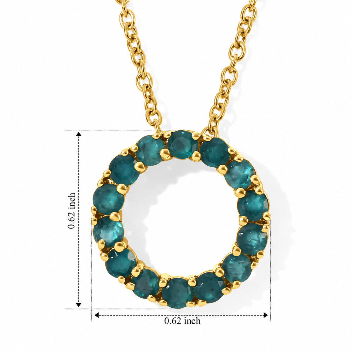 D'Joy - AAA Grandidierite Circular Pendant in Yellow Gold Plated Silver with Chain (Size 20) 1.20 Ct. 4562231 5