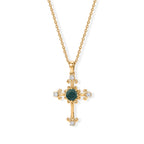 D'Joy - AAA Grandidierite & White Zircon Cross Pendant in Yellow Gold Plated Sterling Silver with Chain (Size 20) 1.10 Ct._4562239