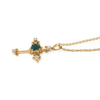 D'Joy - AAA Grandidierite & White Zircon Cross Pendant in Yellow Gold Plated Sterling Silver with Chain (Size 20) 1.10 Ct._4562239_3