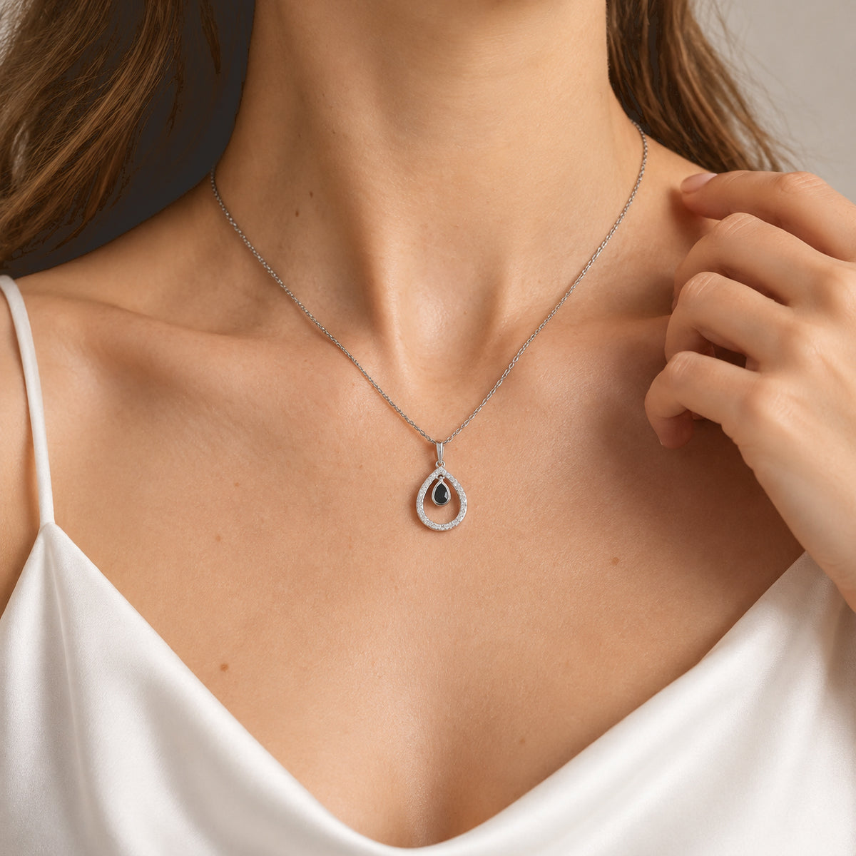 D'Joy - AAA Grandidierite &amp; White Zircon Pendant in Platinum Overlay Sterling Silver with Chain (Size 20) 4562240 1