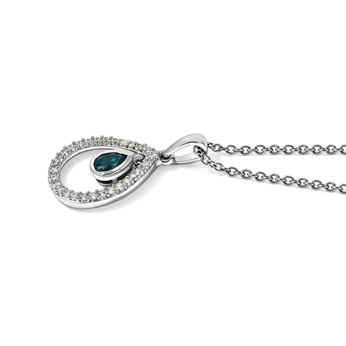 D'Joy - AAA Grandidierite &amp; White Zircon Pendant in Platinum Overlay Sterling Silver with Chain (Size 20) 4562240 3