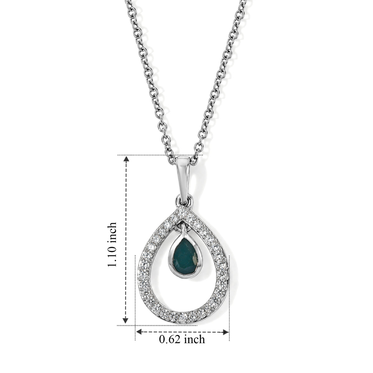 D'Joy - AAA Grandidierite &amp; White Zircon Pendant in Platinum Overlay Sterling Silver with Chain (Size 20) 4562240 4