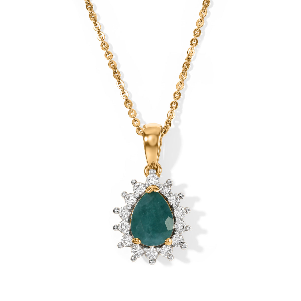 Luxuriant - AAA Grandidierite &amp; Lab Grown Diamond (SI-G-H) Halo Pendant with Chain (Size 20) in 18K Vermeil Yellow Gold Plated Sterling Silver 1.40 Ct. 4562243 0