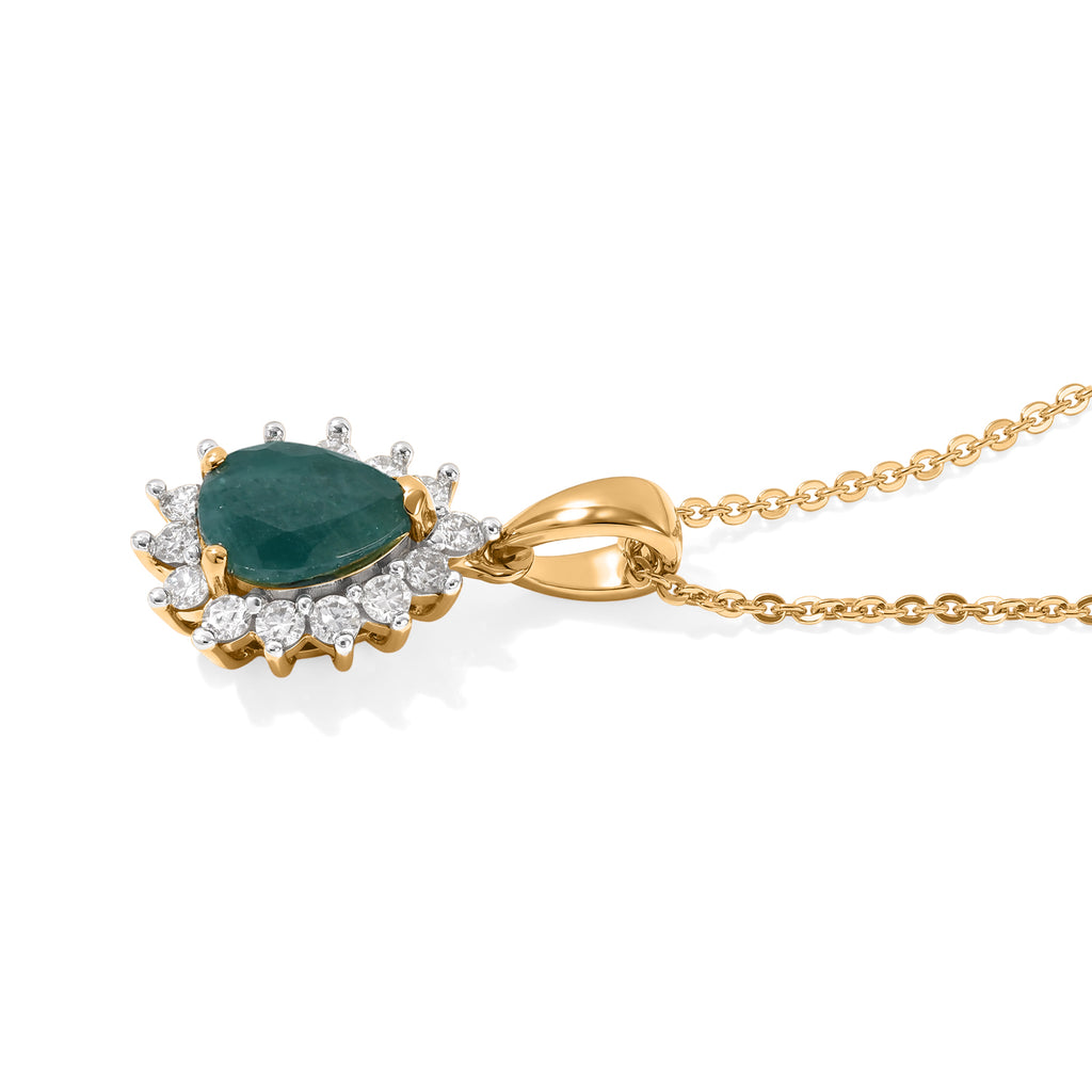 Luxuriant - AAA Grandidierite & Lab Grown Diamond (SI/G-H) Halo Pendant with Chain (Size 20) in 18K Vermeil Yellow Gold Plated Sterling Silver 1.40 Ct._4562243_3