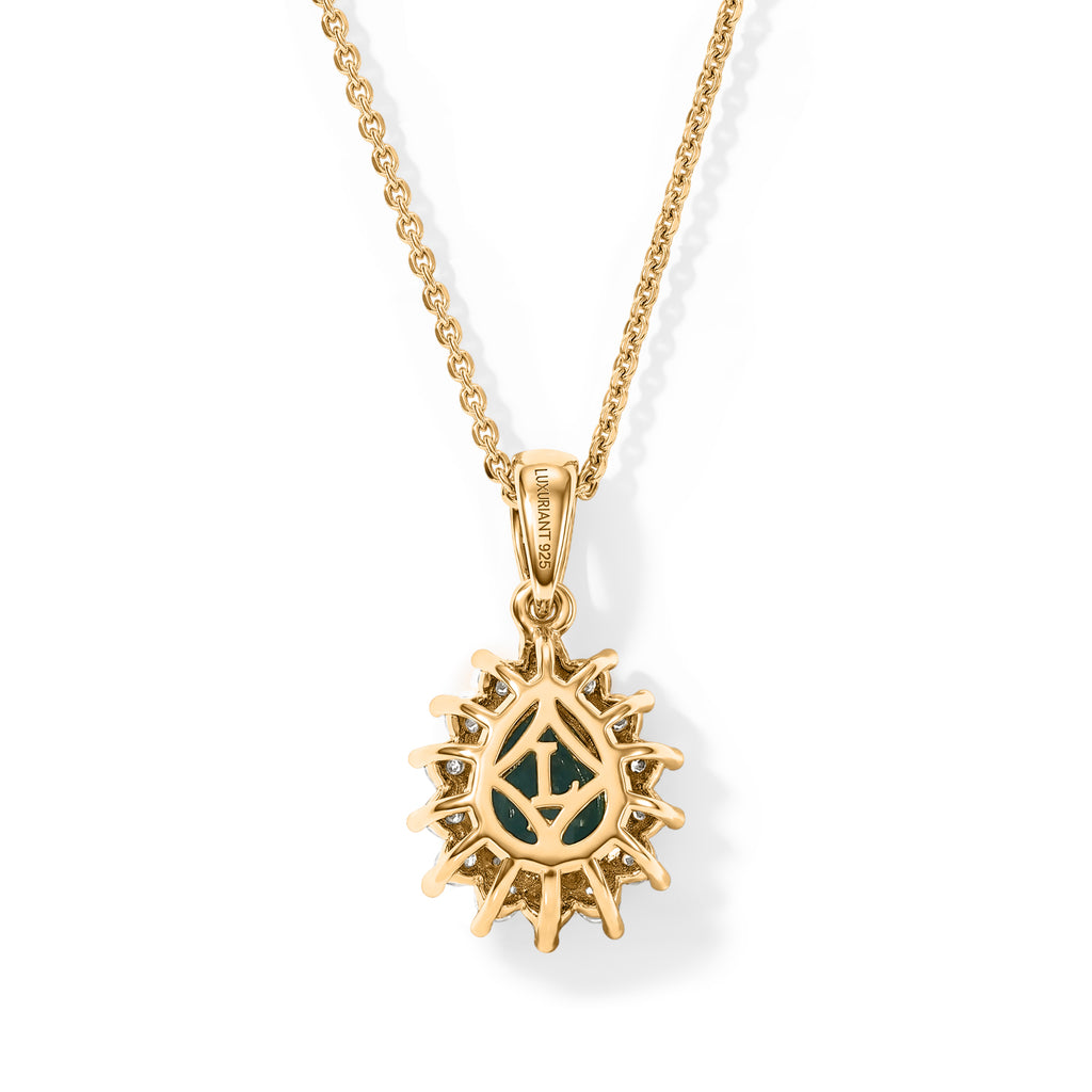 Luxuriant - AAA Grandidierite & Lab Grown Diamond (SI/G-H) Halo Pendant with Chain (Size 20) in 18K Vermeil Yellow Gold Plated Sterling Silver 1.40 Ct._4562243_4