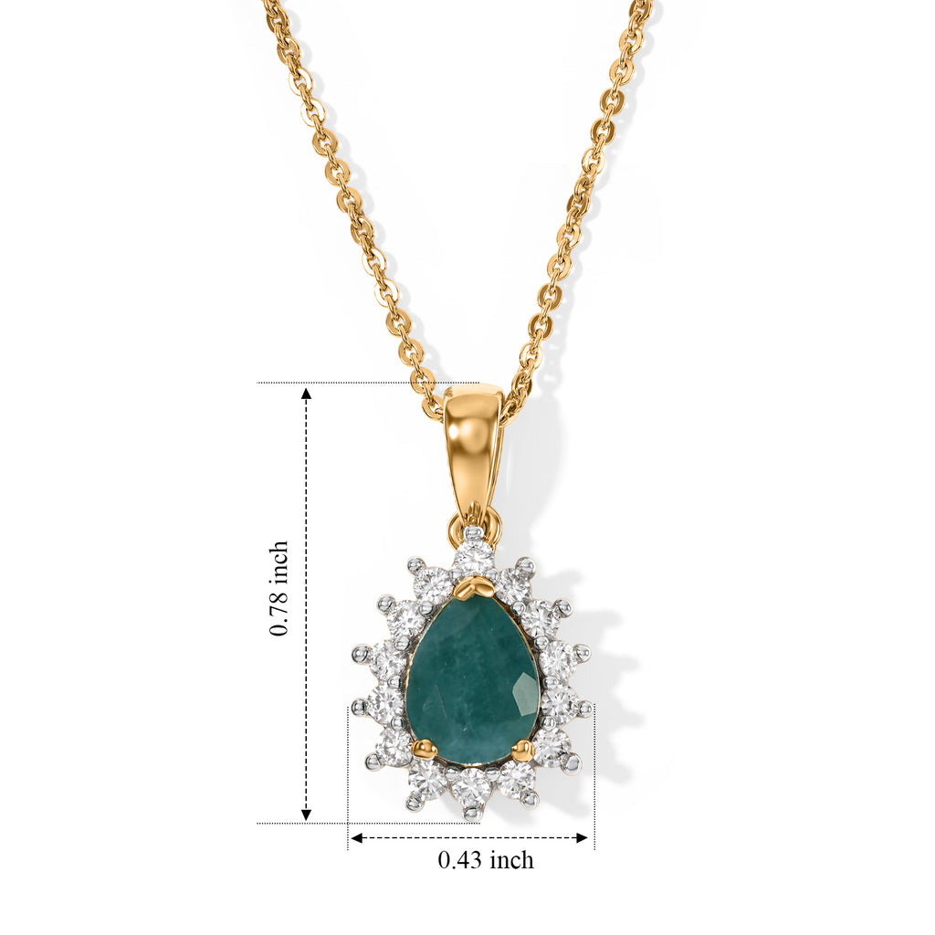 Luxuriant - AAA Grandidierite & Lab Grown Diamond (SI/G-H) Halo Pendant with Chain (Size 20) in 18K Vermeil Yellow Gold Plated Sterling Silver 1.40 Ct._4562243_5