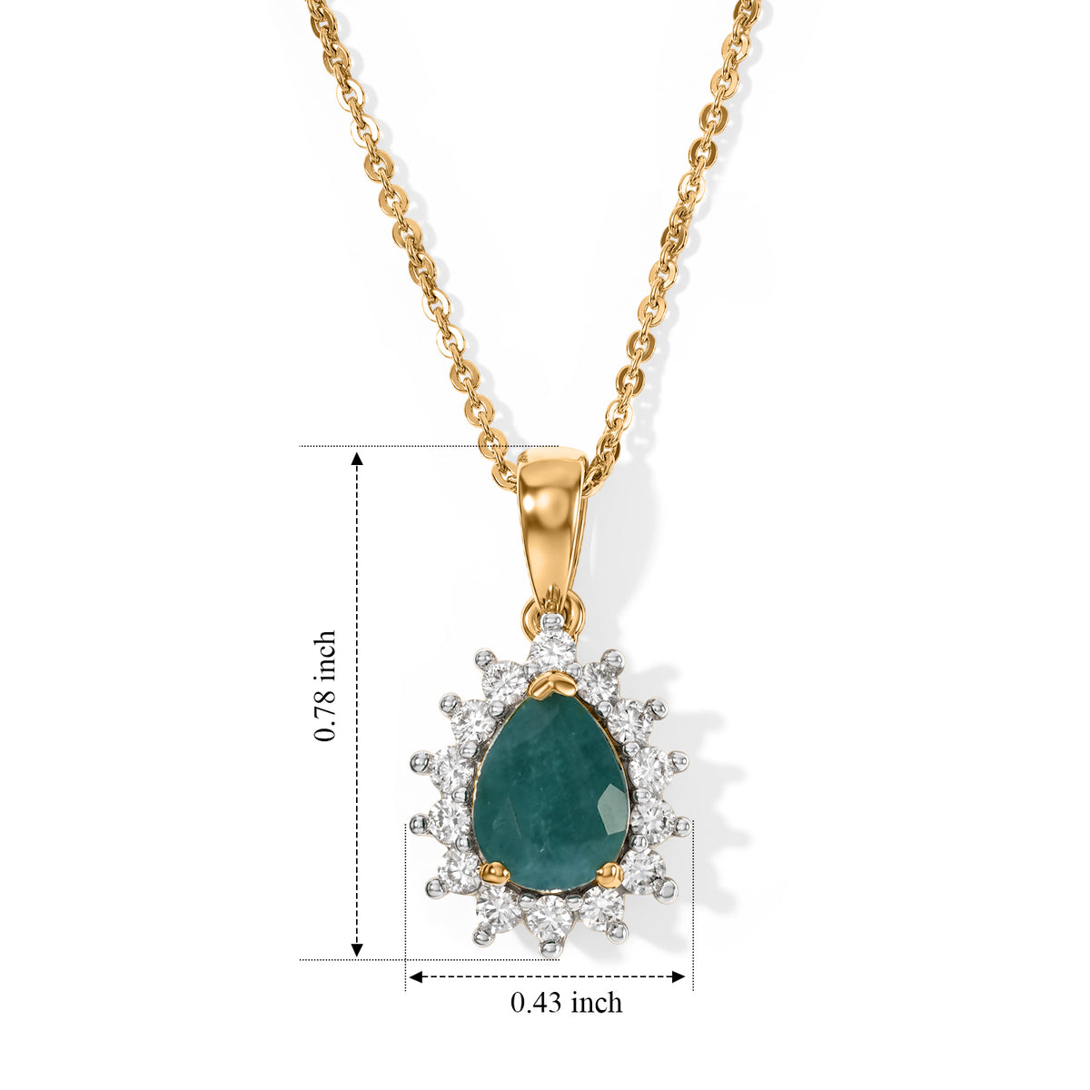 Luxuriant - AAA Grandidierite &amp; Lab Grown Diamond (SI-G-H) Halo Pendant with Chain (Size 20) in 18K Vermeil Yellow Gold Plated Sterling Silver 1.40 Ct. 4562243 5