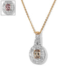 Luxuriant - AAA Turkizite & Lab Grown Diamond (SI/G-H) Halo Pendant with Chain (Size 20) in 18K Vermeil Yellow Gold Plated Sterling Silver 0.85 Ct._4562257