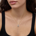 Luxuriant - AAA Turkizite & Lab Grown Diamond (SI/G-H) Halo Pendant with Chain (Size 20) in 18K Vermeil Yellow Gold Plated Sterling Silver 0.85 Ct._4562257_1