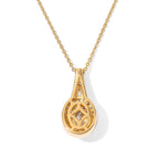 Luxuriant - AAA Turkizite & Lab Grown Diamond (SI/G-H) Halo Pendant with Chain (Size 20) in 18K Vermeil Yellow Gold Plated Sterling Silver 0.85 Ct._4562257_4