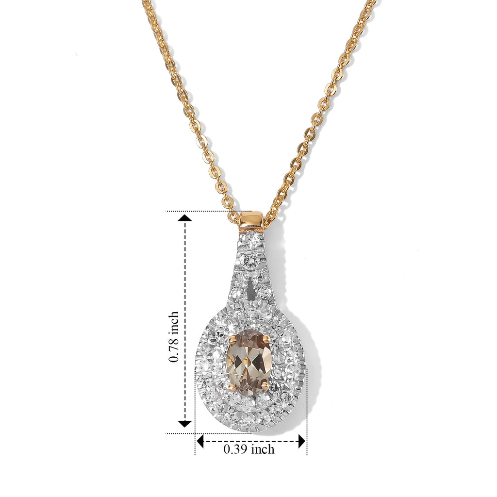 Luxuriant - AAA Turkizite & Lab Grown Diamond (SI/G-H) Halo Pendant with Chain (Size 20) in 18K Vermeil Yellow Gold Plated Sterling Silver 0.85 Ct._4562257_5