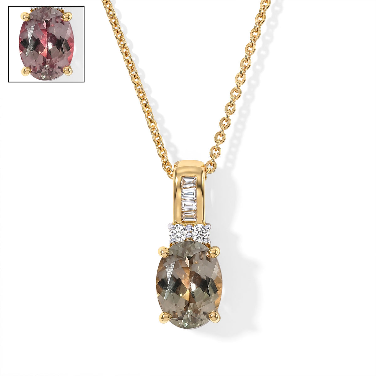 Luxuriant - AAA Turkizite &amp; Lab Grown Diamond (SI/G-H) Pendant with Chain (Size 20) in 18K Vermeil Yellow Gold Plated Sterling Silver 1.50 Ct. 4562262 0