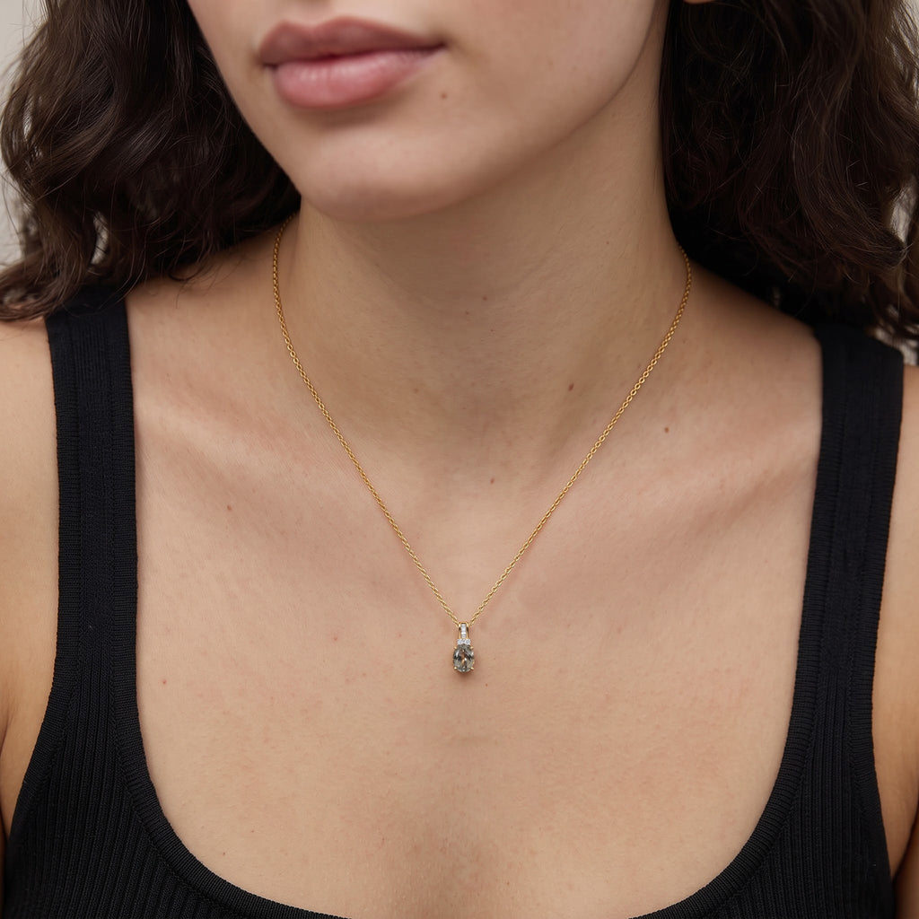 Luxuriant - AAA Turkizite & Lab Grown Diamond (SI/G-H) Pendant with Chain (Size 20) in 18K Vermeil Yellow Gold Plated Sterling Silver 1.50 Ct._4562262_1