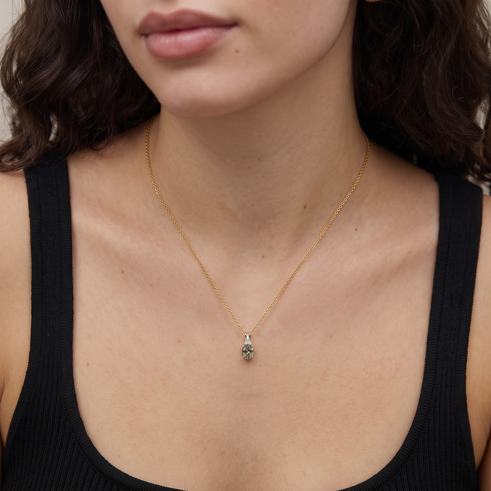 Luxuriant - AAA Turkizite &amp; Lab Grown Diamond (SI-G-H) Pendant with Chain (Size 20) in 18K Vermeil Yellow Gold Plated Sterling Silver 1.50 Ct. 4562262 2