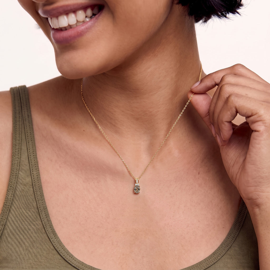 Luxuriant - AAA Turkizite & Lab Grown Diamond (SI/G-H) Pendant with Chain (Size 20) in 18K Vermeil Yellow Gold Plated Sterling Silver 1.50 Ct._4562262_2