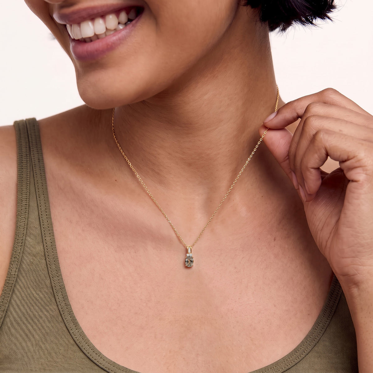 Luxuriant - AAA Turkizite &amp; Lab Grown Diamond (SI/G-H) Pendant with Chain (Size 20) in 18K Vermeil Yellow Gold Plated Sterling Silver 1.50 Ct. 4562262 2