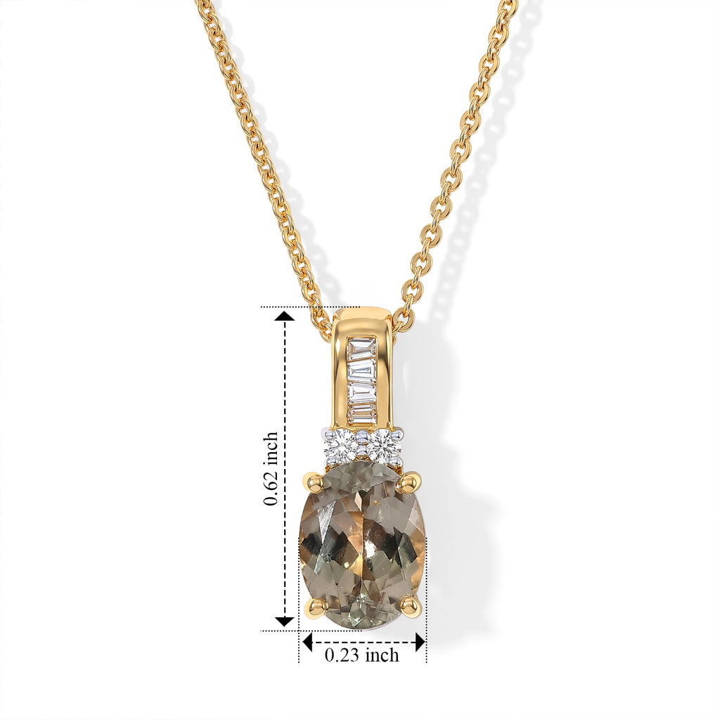 Luxuriant - AAA Turkizite & Lab Grown Diamond (SI/G-H) Pendant with Chain (Size 20) in 18K Vermeil Yellow Gold Plated Sterling Silver 1.50 Ct._4562262_5
