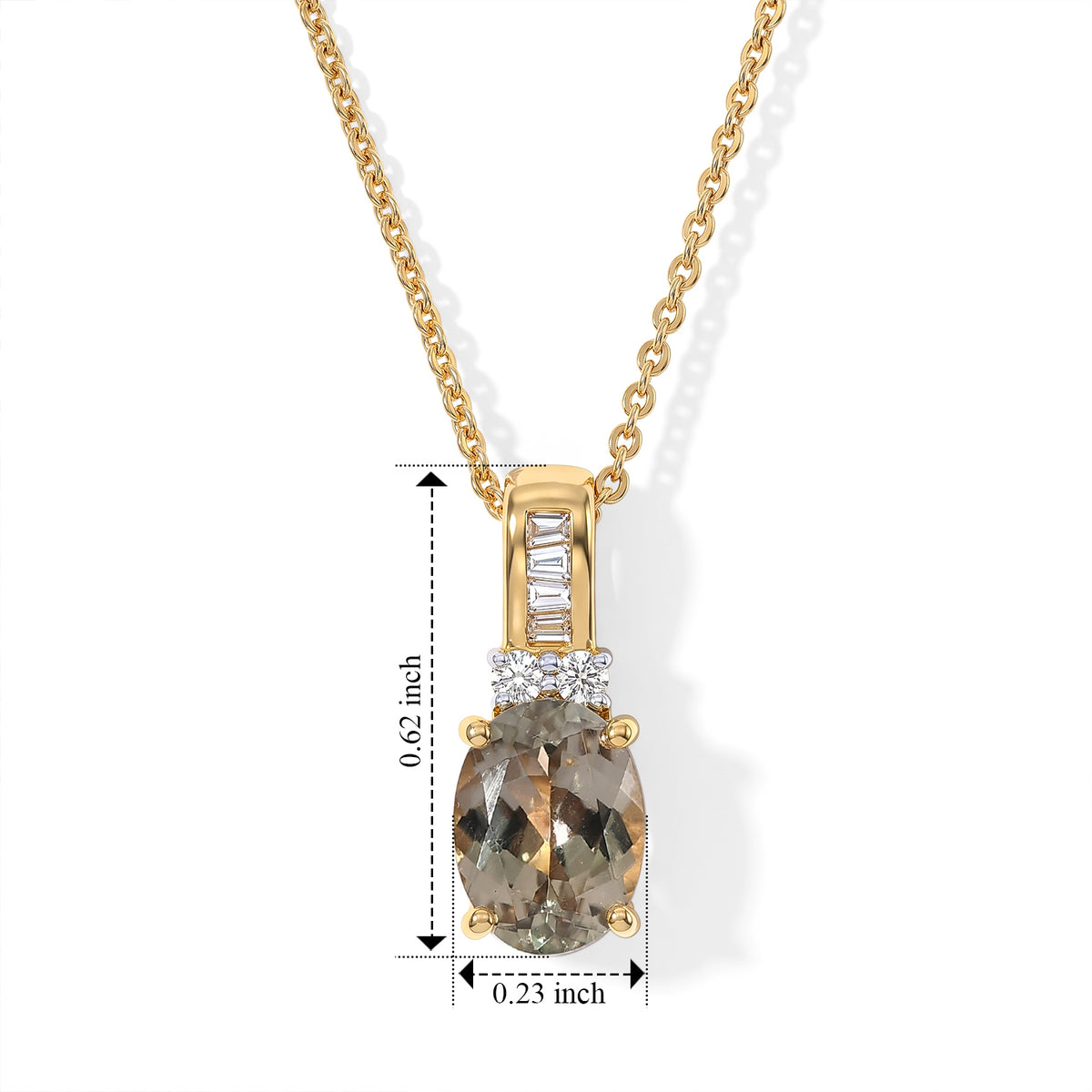 Luxuriant - AAA Turkizite &amp; Lab Grown Diamond (SI/G-H) Pendant with Chain (Size 20) in 18K Vermeil Yellow Gold Plated Sterling Silver 1.50 Ct. 4562262 5