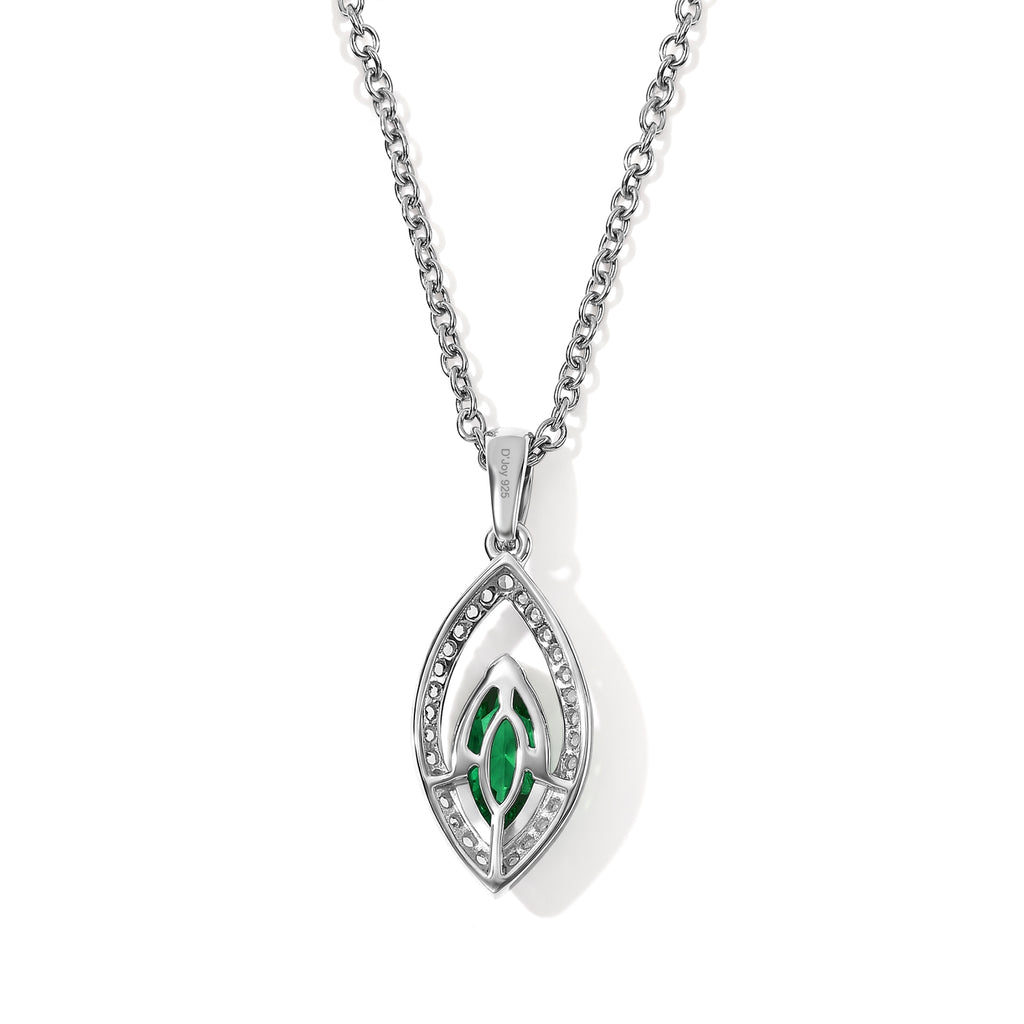 D'Joy - Natural Chrome Diopside & White Zircon Pendant in Platinum Overlay Sterling Silver with Chain (Size 20) 1.35 Ct._4562522_4