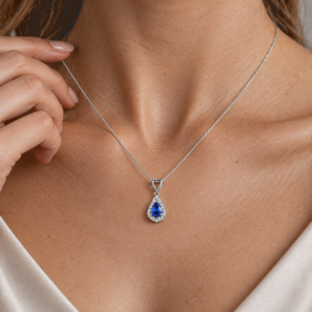 Tanzanite,  White Zircon Pendant with Chain (Size 20) in Platinum Overlay Sterling Silver 0.20 ct  0.600  Ct._4578976_2