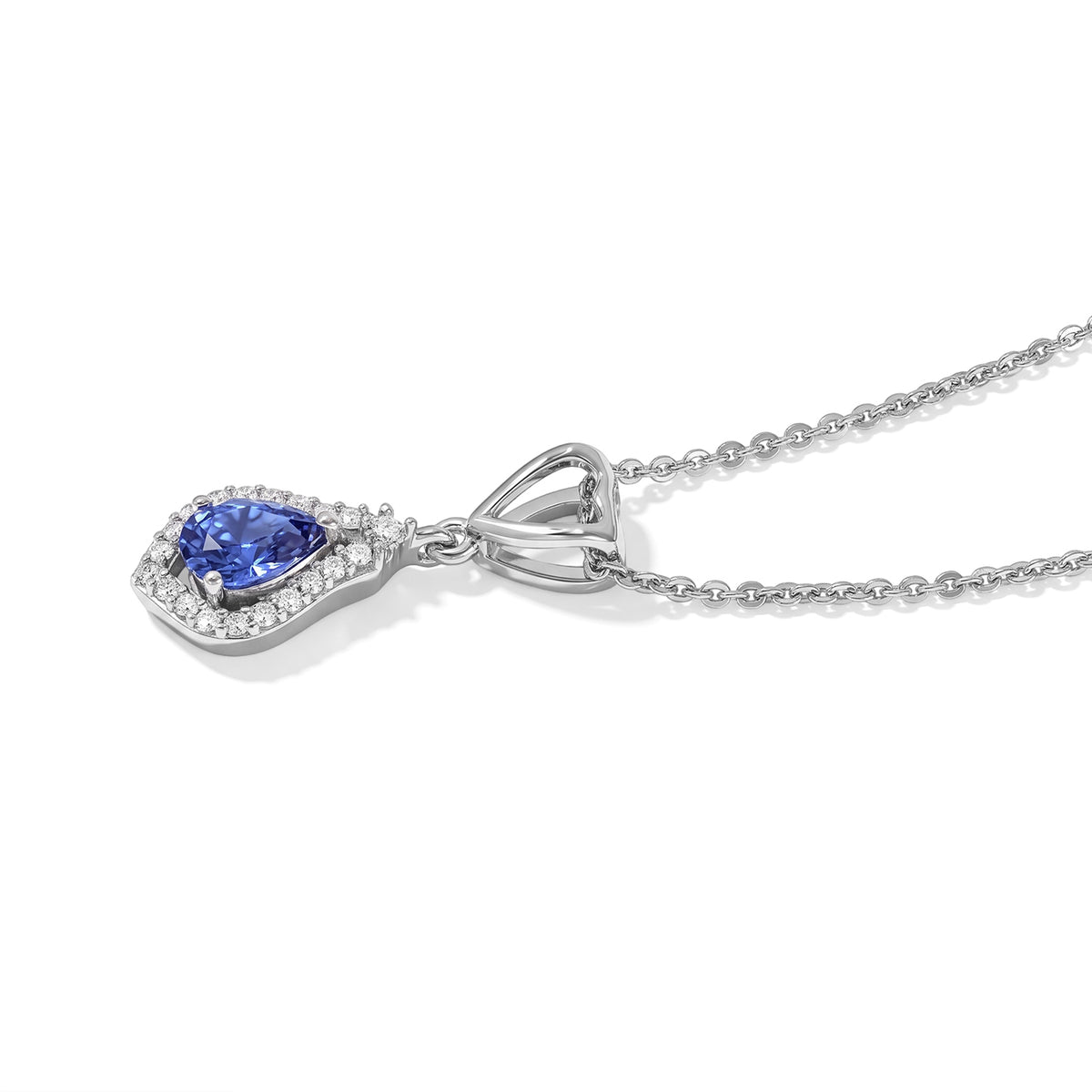 Tanzanite,  White Zircon Pendant with Chain (Size 20) in Platinum Overlay Sterling Silver 0.20 ct  0.600  Ct. 4578976 3