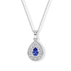 Tanzanite,  White Zircon Pendant with Chain (Size 20) in Platinum Overlay Sterling Silver 0.19 ct  0.590  Ct._4578977