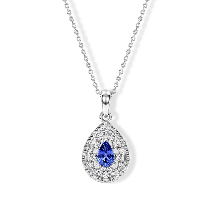 Live from Tanzania - D'Joy - Premium Tanzanite &amp; White Zircon Halo Pendant with Chain (Size 20) in Platinum Overlay Sterling Silver 4578977 1