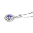Tanzanite,  White Zircon Pendant with Chain (Size 20) in Platinum Overlay Sterling Silver 0.19 ct  0.590  Ct._4578977_3