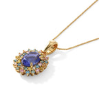 Tanzanite,  Lab Grown Yellow Diamond,  Lab Grown Green Diamond,  Lab Grown Pink Diamond,  Lab Grown Blue Diamond,  Lab Grown Red Diamond Pendant with Chain (Size 20) in 18K YG Vermeil Sterling Silver_4579498_3