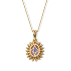 Tanzanite,  Lab Grown Yellow Diamond,  Lab Grown Green Diamond,  Lab Grown Pink Diamond,  Lab Grown Blue Diamond,  Lab Grown Red Diamond Pendant with Chain (Size 20) in 18K YG Vermeil Sterling Silver_4579498_4