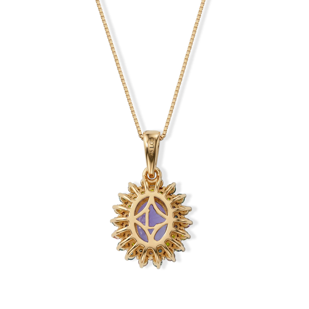 Luxuriant - Tanzanite &amp; Lab Grown Mulit-Diamond Floral Halo Pendant with Chain (Size 20) &amp; Spring Ring Clasp in 18K Vermeil Yellow Gold Plated Sterling Silver 2.20 Ct. 4579498 4
