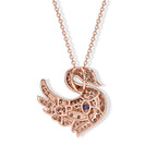 Champagne Diamond  Kanchanaburi Blue Sapphire,  White Diamond Pendant with Torn Chain 19DC (Size 20) in 18K RG Vermeil Sterling Silver 0.46 ct  0.490  Ct._4579842_5
