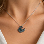 Blue Diamond  Kanchanaburi Blue Sapphire,  White Diamond Pendant with Torn Chain 19DC (Size 20) in Rhodium Overlay Sterling Silver 0.46 ct  0.490  Ct._4579843_2