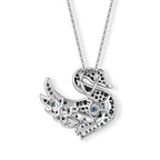 Blue Diamond  Kanchanaburi Blue Sapphire,  White Diamond Pendant with Torn Chain 19DC (Size 20) in Rhodium Overlay Sterling Silver 0.46 ct  0.490  Ct._4579843_5