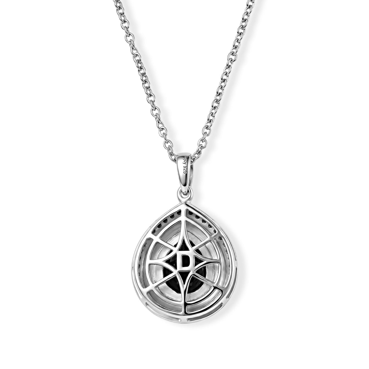 D'Joy - Black Spinel Pendant in Platinum Overlay Sterling Silver with Chain (Size 20) 3.55 Ct. 4579878 4