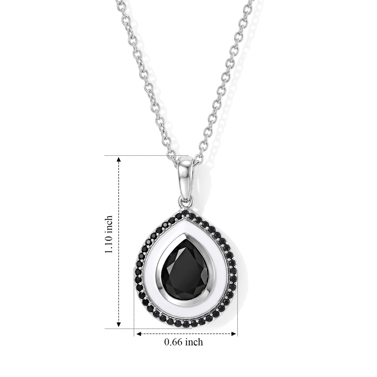 D'Joy - Black Spinel Pendant in Platinum Overlay Sterling Silver with Chain (Size 20) 3.55 Ct. 4579878 5