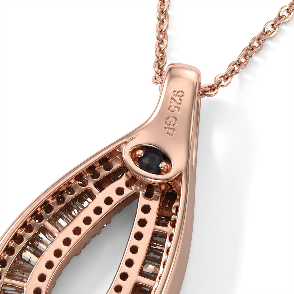 Blue Diamond  Kanchanaburi Blue Sapphire Pendant with Torn Chain 19DC (Size 20) in Rhodium Overlay Sterling Silver 0.49 ct  0.520  Ct._4580956_6